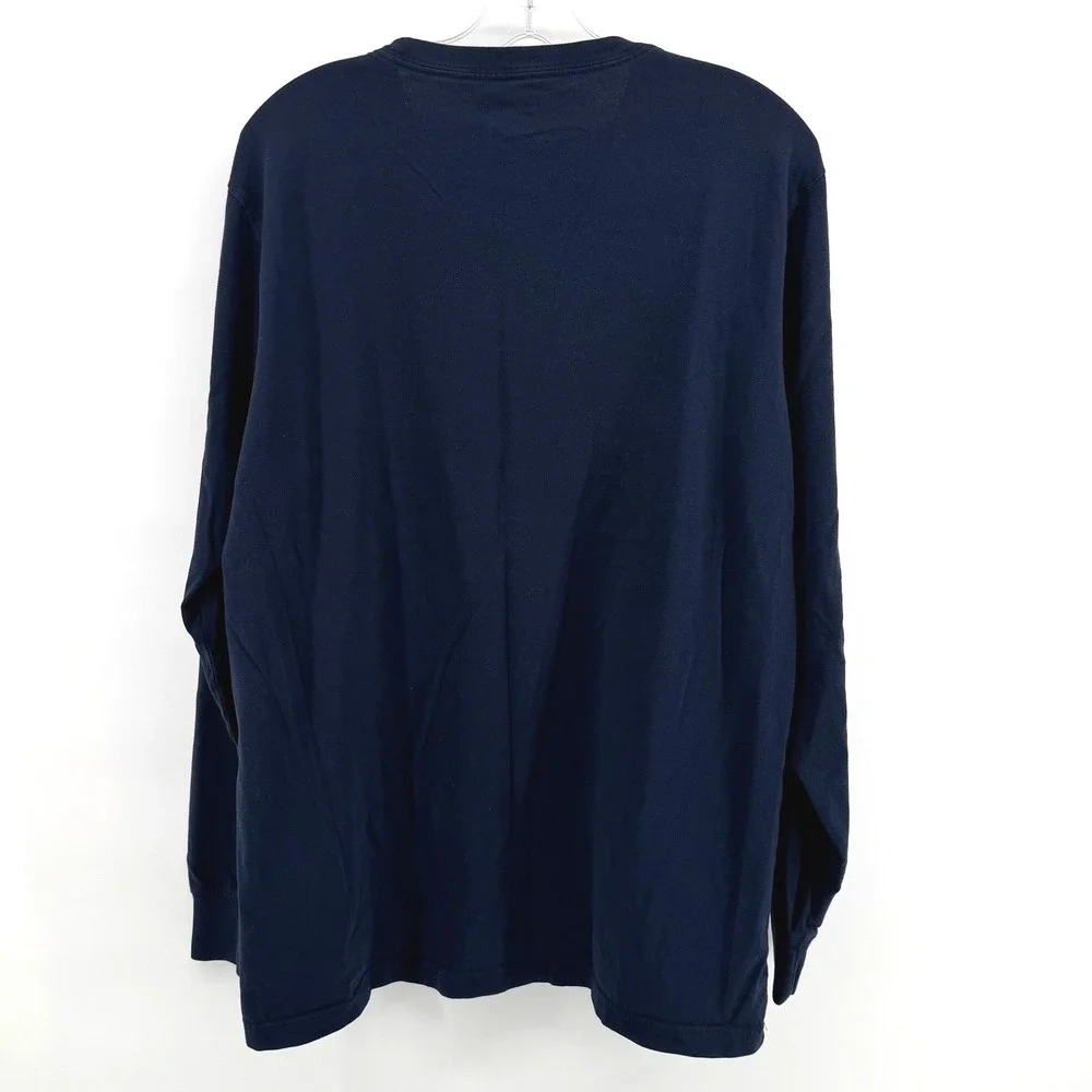 Lands' End Super-T Shirt Mens Large Tall Navy Blue Long Sleeve Crew Neck Casual